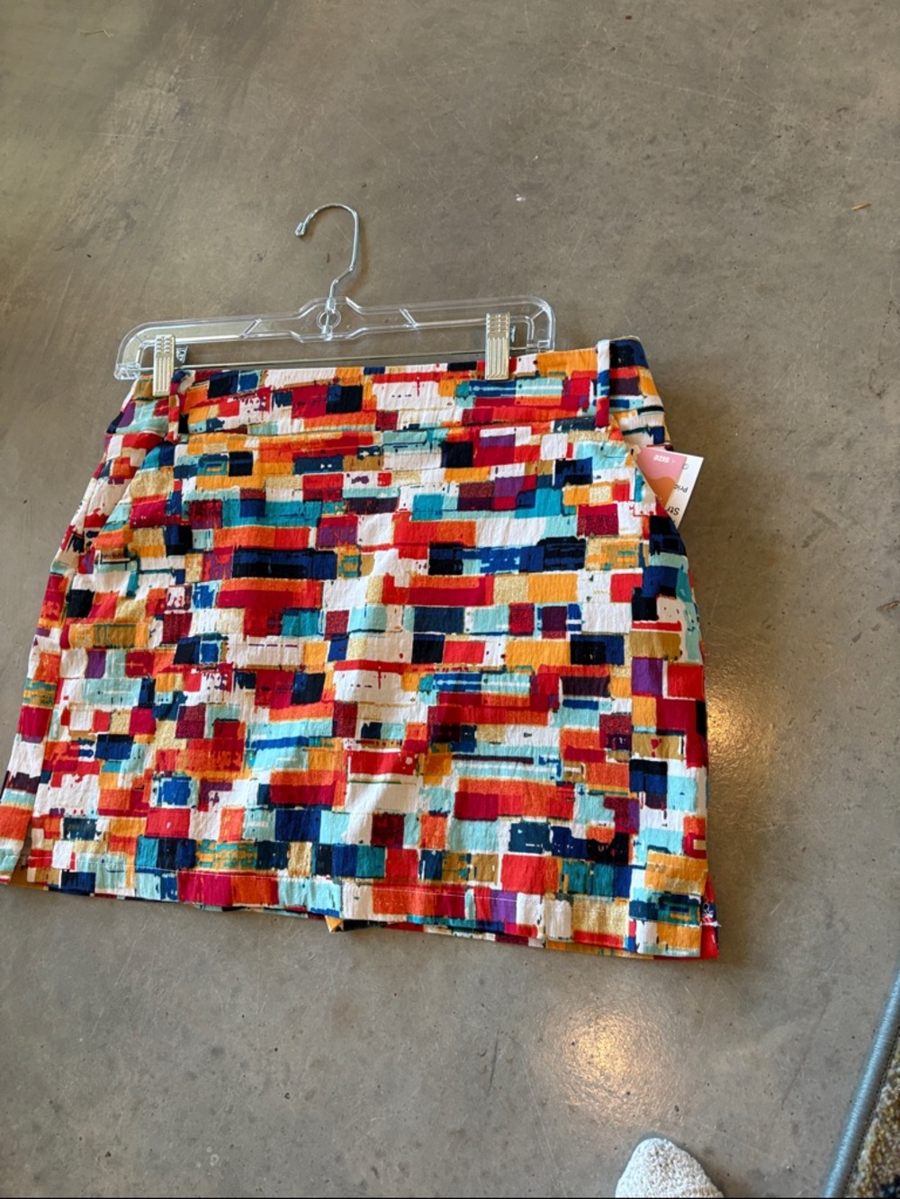 Attyre Multicolor Block-Print Mini Skort  in Red, Blue & Yellow